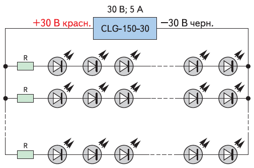Схема включения светодиодов с токовыравнивающими резисторами