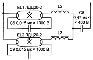 Схема включения двух ламп