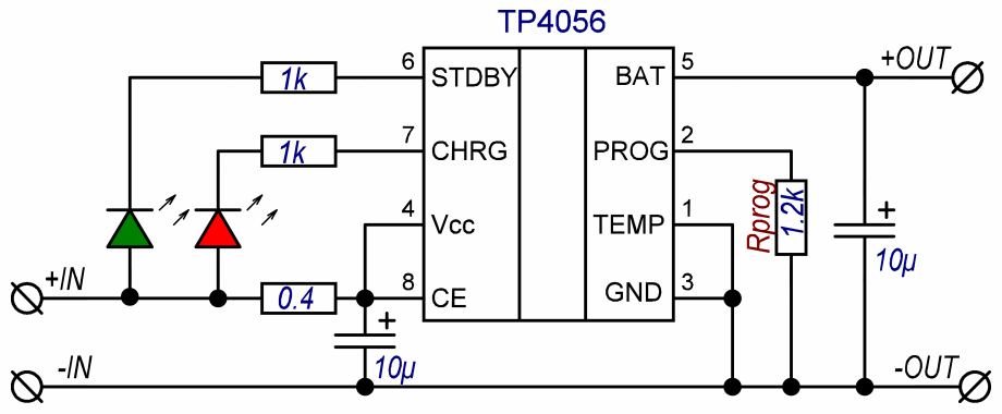 схема зарядного устройства на tp4056